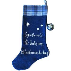 Denim Christmas Stocking: Old Fashioned Holiday Home Decor, Joy to the World